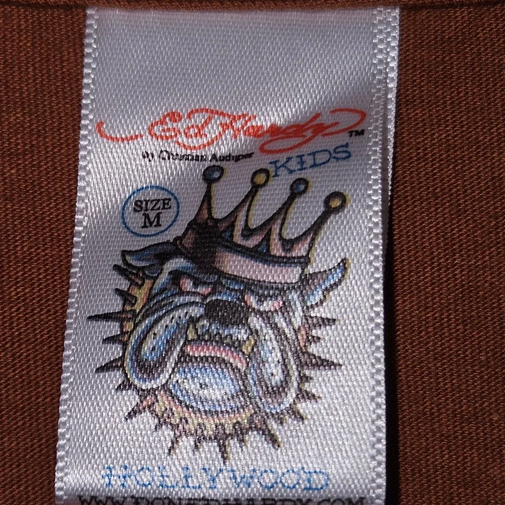 Kids Ed Hardy Long Sleeve T Shirt Brown Eagle Graphic‎